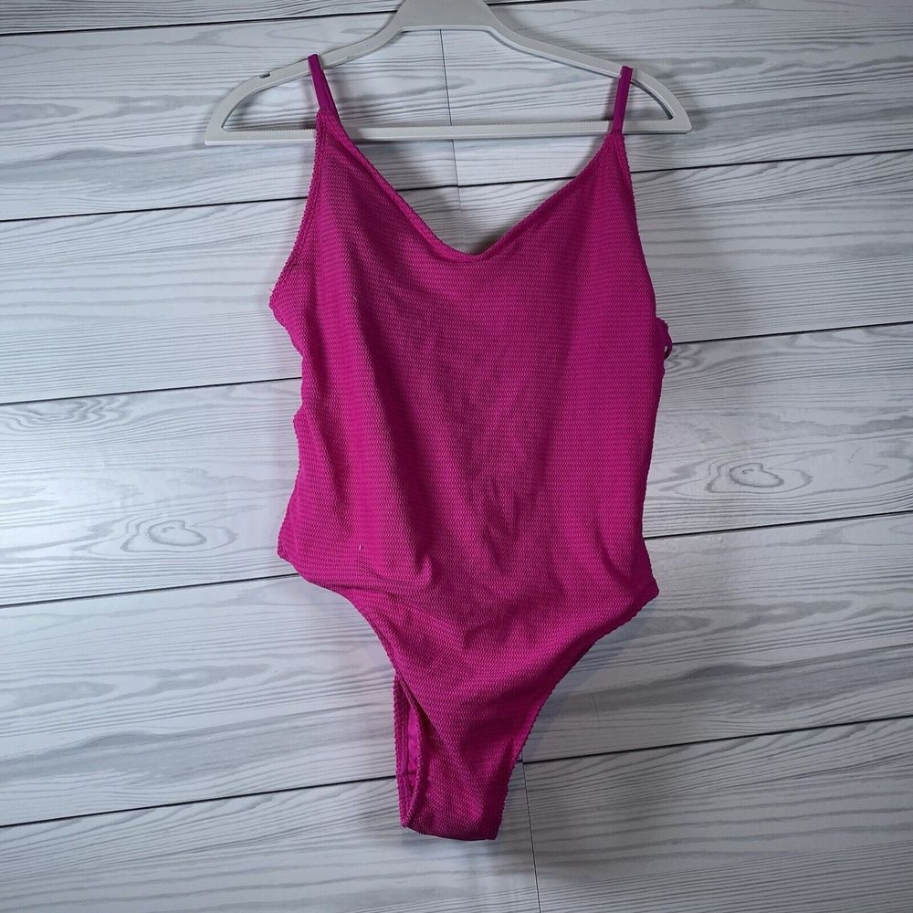 Unbranded One Piece Swimsuit Large Pink Textured Side Cutout Monokini Womens